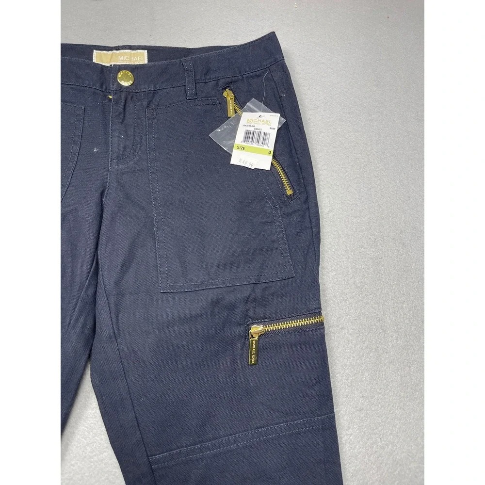 Michael Kors Cargo Pants Cotton Blend Navy Blue 4 Womens